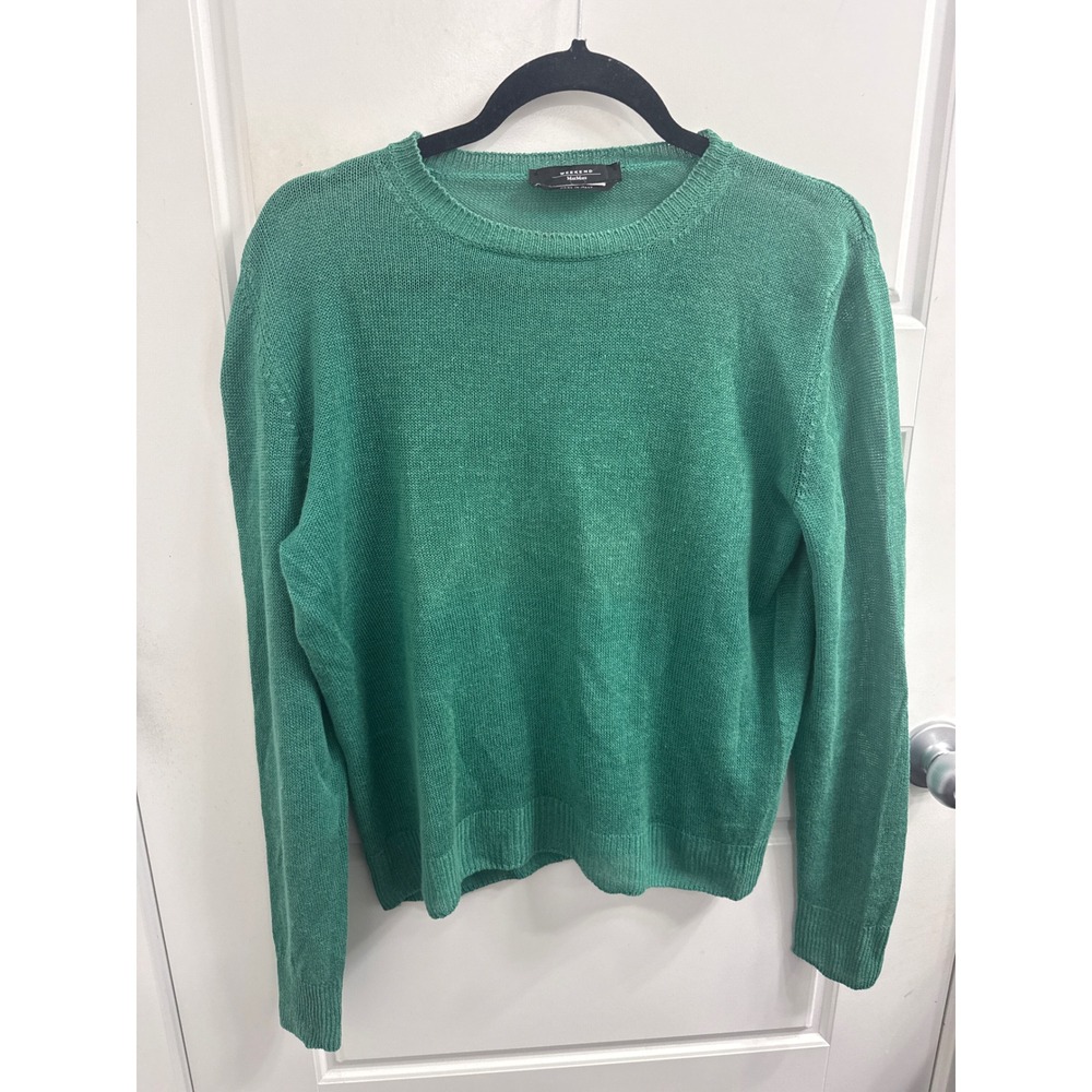 Weekend Max Mara Green Crewneck Sweater Made in Italy Knit Pullover Tops